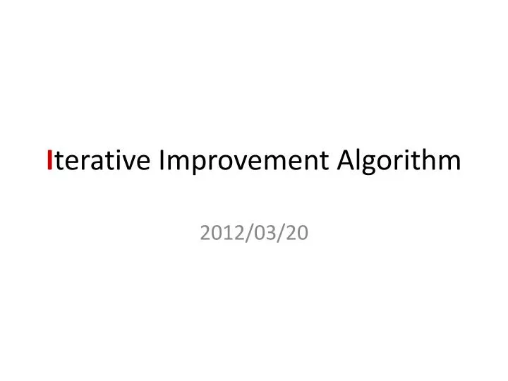 i terative improvement algorithm