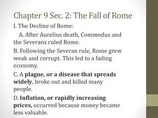 Chapter 9 Sec. 2: The Fall of Rome