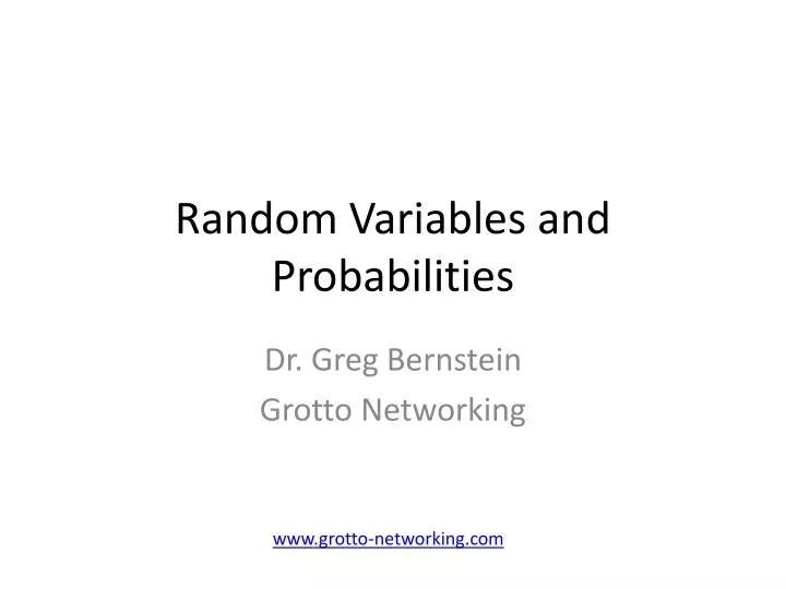 random variables and probabilities