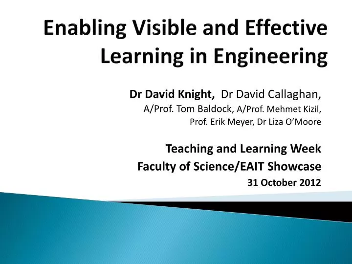 enabling visible and effective learning in engineering