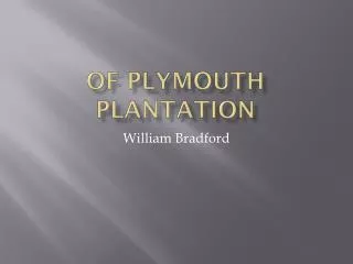 Of Plymouth plantation