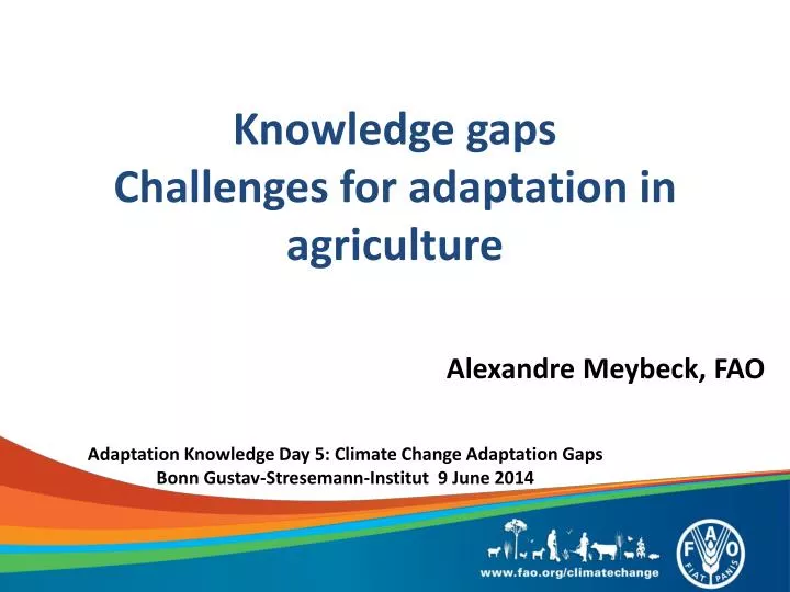 knowledge gaps challenges for adaptation in agriculture