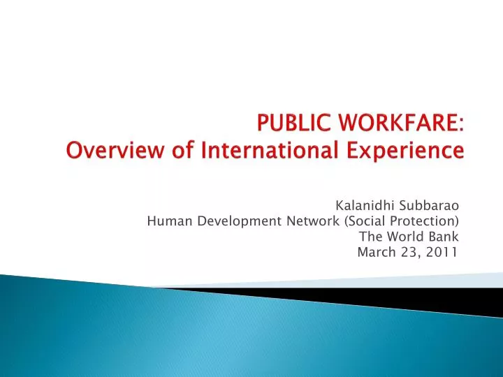 public workfare overview of international experience