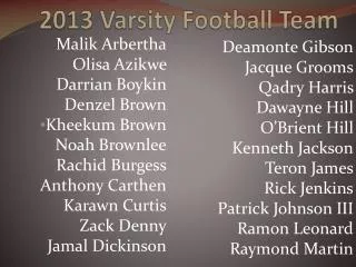 2013 Varsity Football Team