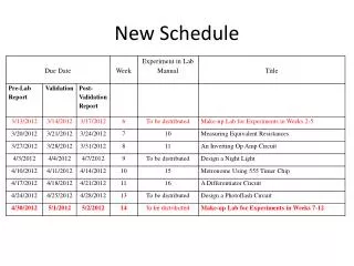 New Schedule