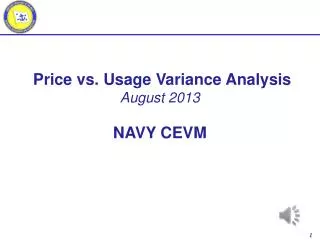 Price vs. Usage Variance Analysis August 2013 NAVY CEVM