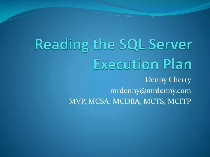 reading the sql server execution plan