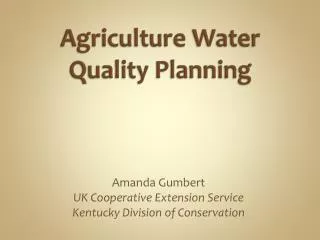 Agriculture Water Quality Planning