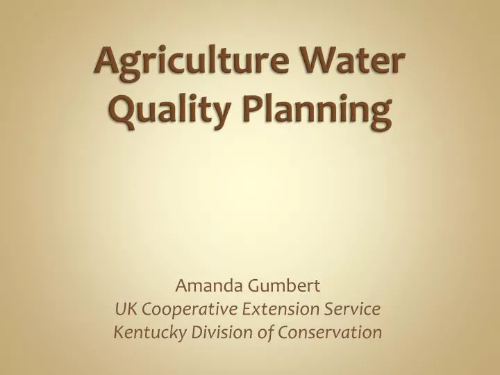 agriculture water quality planning