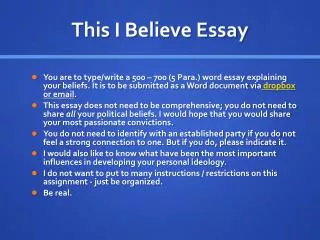 This I Believe Essay