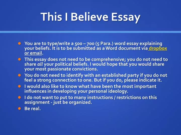 this i believe essay requirements