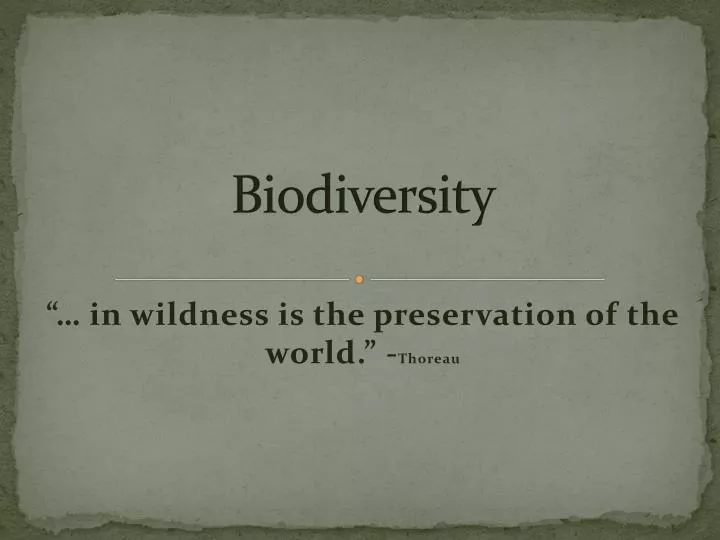 biodiversity