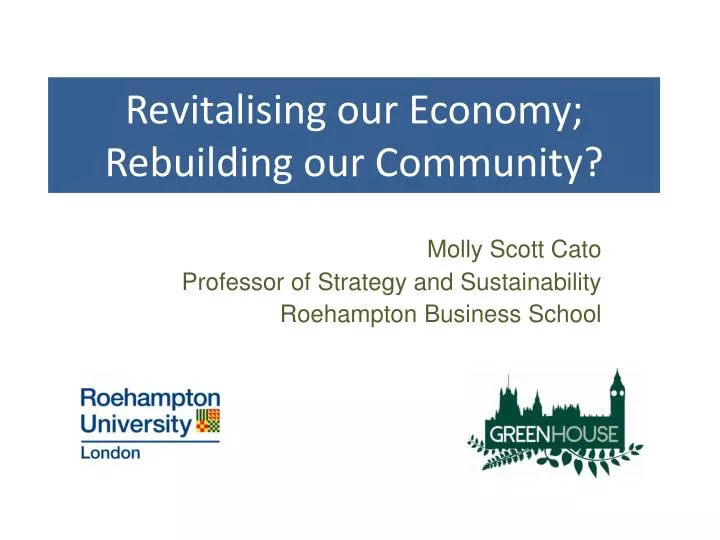 revitalising our economy rebuilding our community