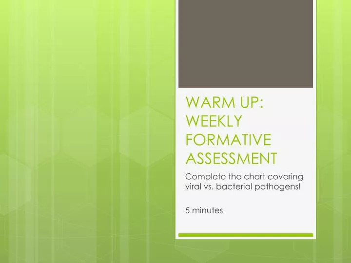 warm up weekly formative assessment