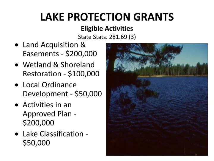lake protection grants eligible activities state stats 281 69 3