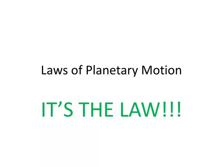 laws of planetary motion