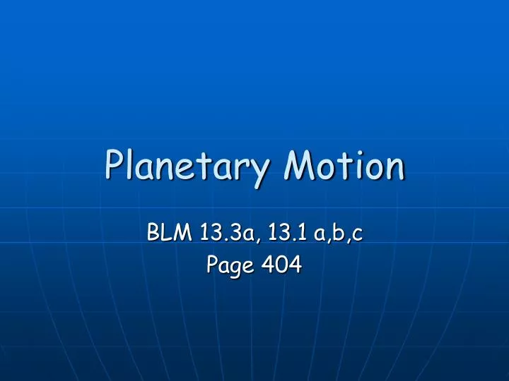 planetary motion