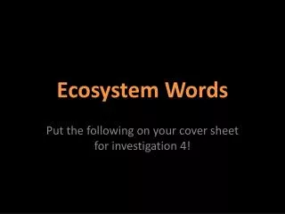 Ecosystem Words