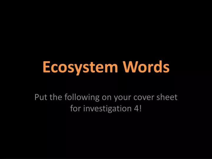 ecosystem words