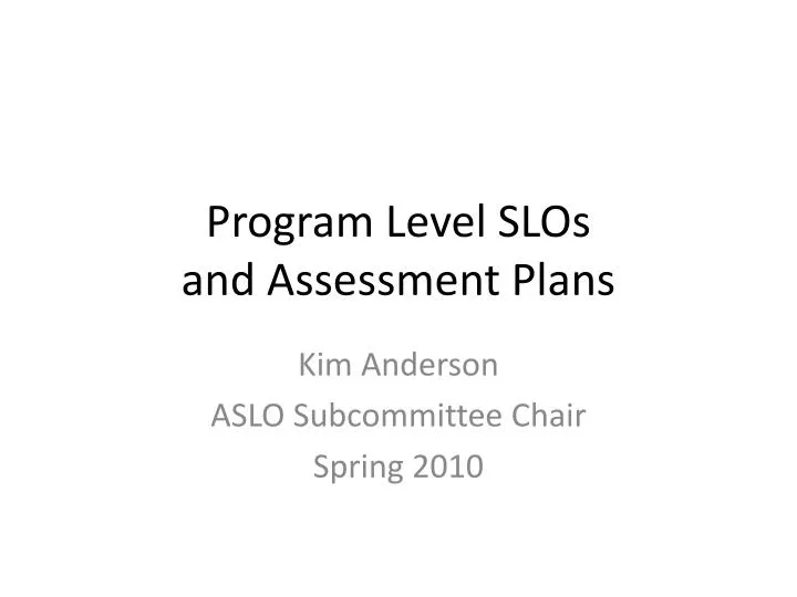 program level slos and assessment plans