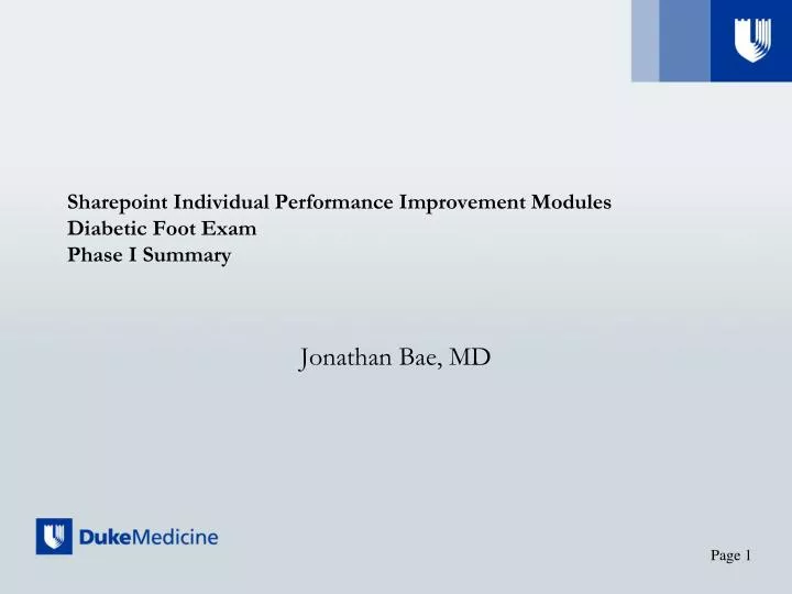 sharepoint individual performance improvement modules diabetic foot exam phase i summary