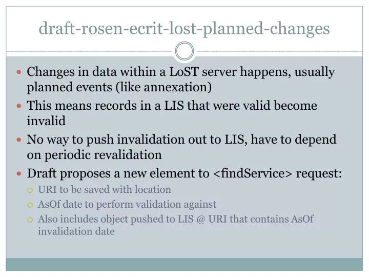 draft rosen ecrit lost planned changes