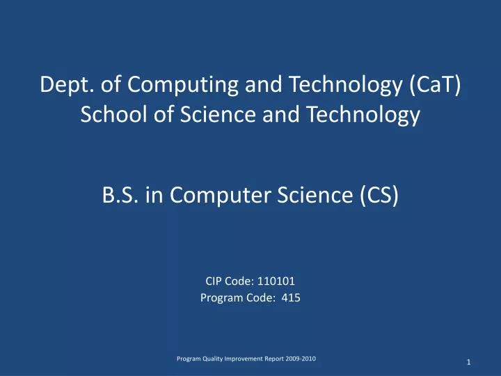 dept of computing and technology cat school of science and technology