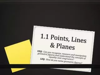 1.1 Points, Lines &amp; Planes