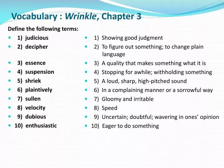 vocabulary wrinkle chapter 3
