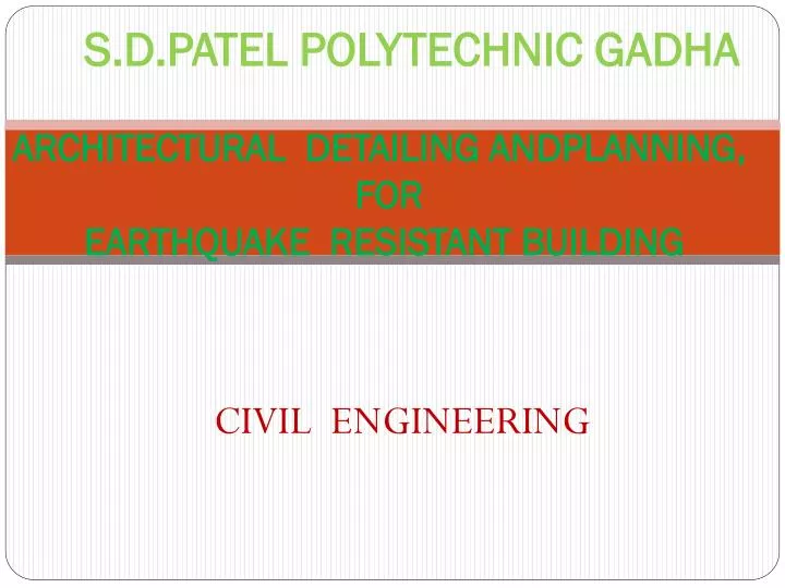 architectural detailing andplanning for earthquake resistant building