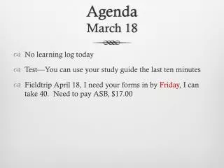 Agenda March 18