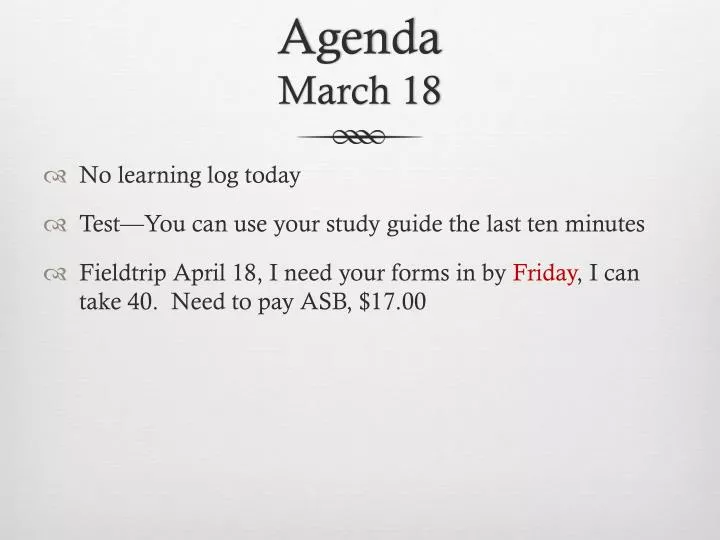 agenda march 18