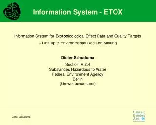 Information System - ETOX