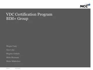 VDC Certification Program BIM+ Group