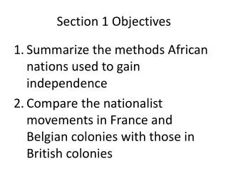 Section 1 Objectives