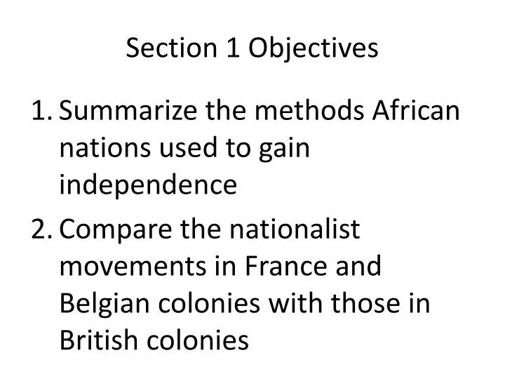 section 1 objectives