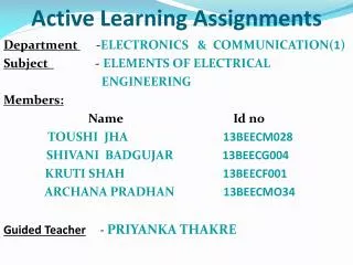 Active Learning Assignments