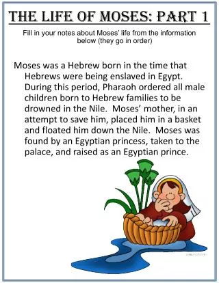 The Life of Moses: Part 1