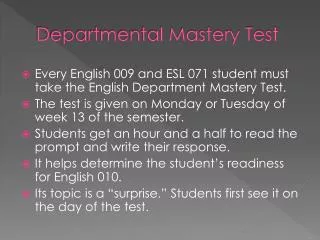 Departmental Mastery Test