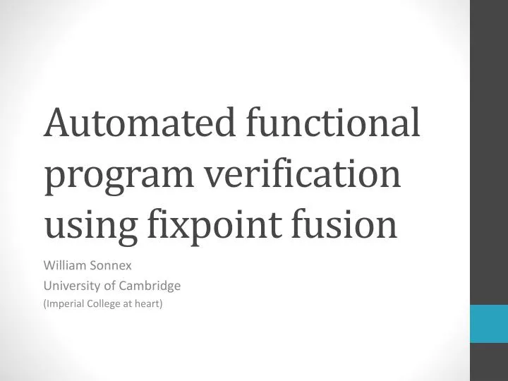 automated functional program verification using fixpoint fusion