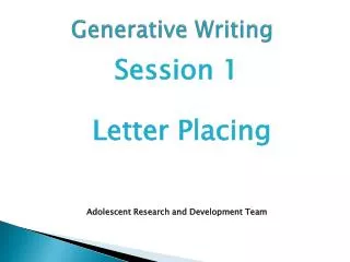 Generative Writing