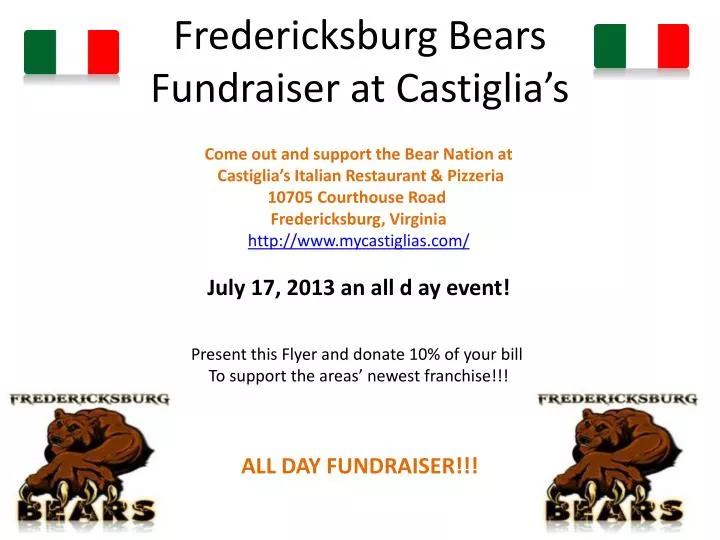 fredericksburg bears fundraiser at castiglia s