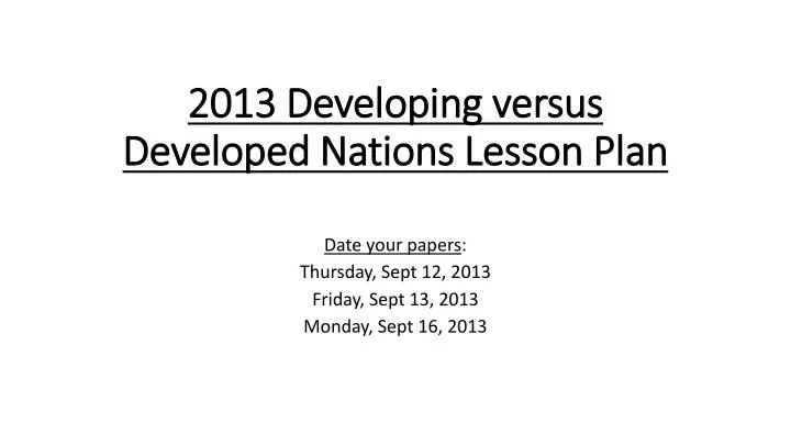 2013 developing versus developed nations lesson plan