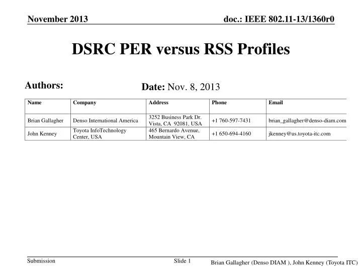 dsrc per versus rss profiles