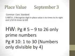 place value september 3