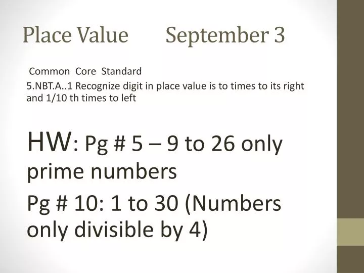 place value september 3