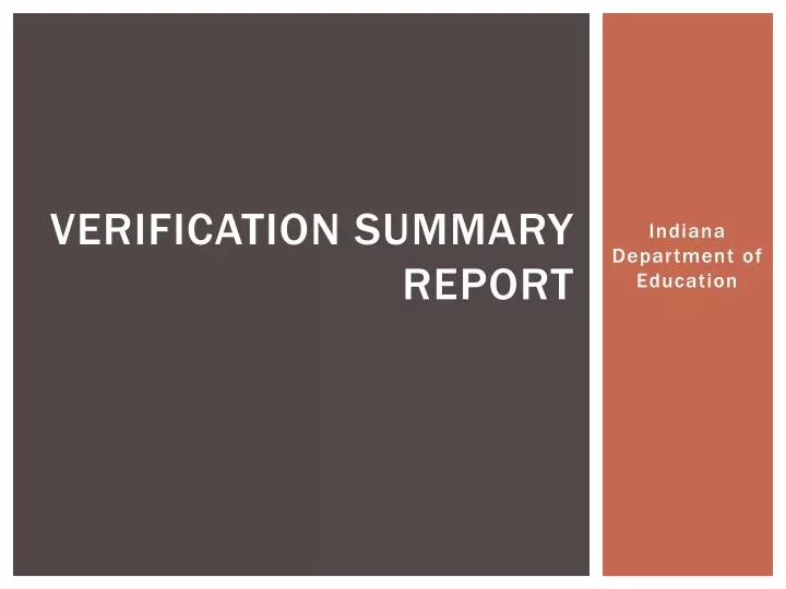 verification summary report