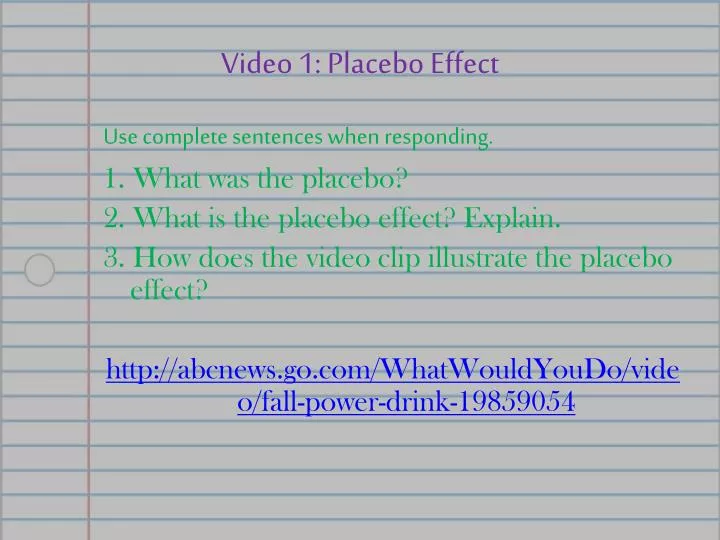 video 1 placebo effect