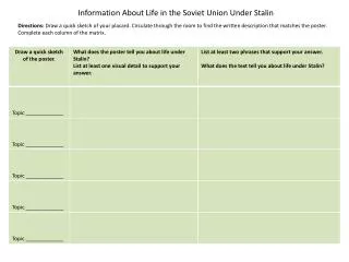 Information About Life in the Soviet Union Under Stalin