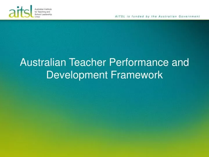 australian teacher performance and development framework